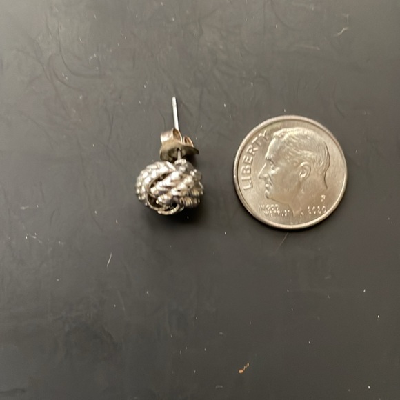 Silver Tone Knot Earrings - Picture 3 of 4